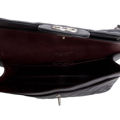 Chanel Black Caviar Leather Classic Jumbo Double Flap Bag