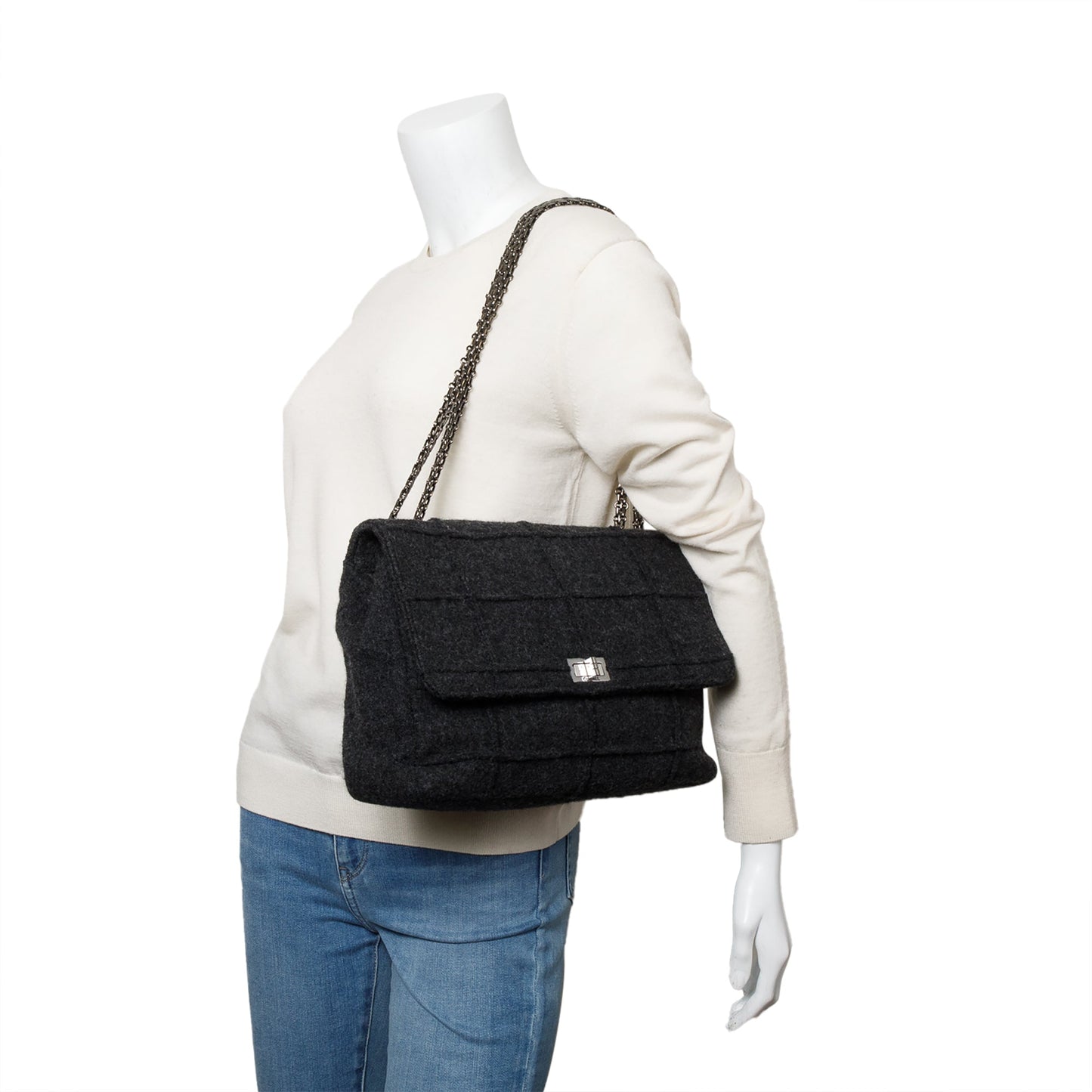 Chanel Grey Wool Identification Reissue Flap Bag