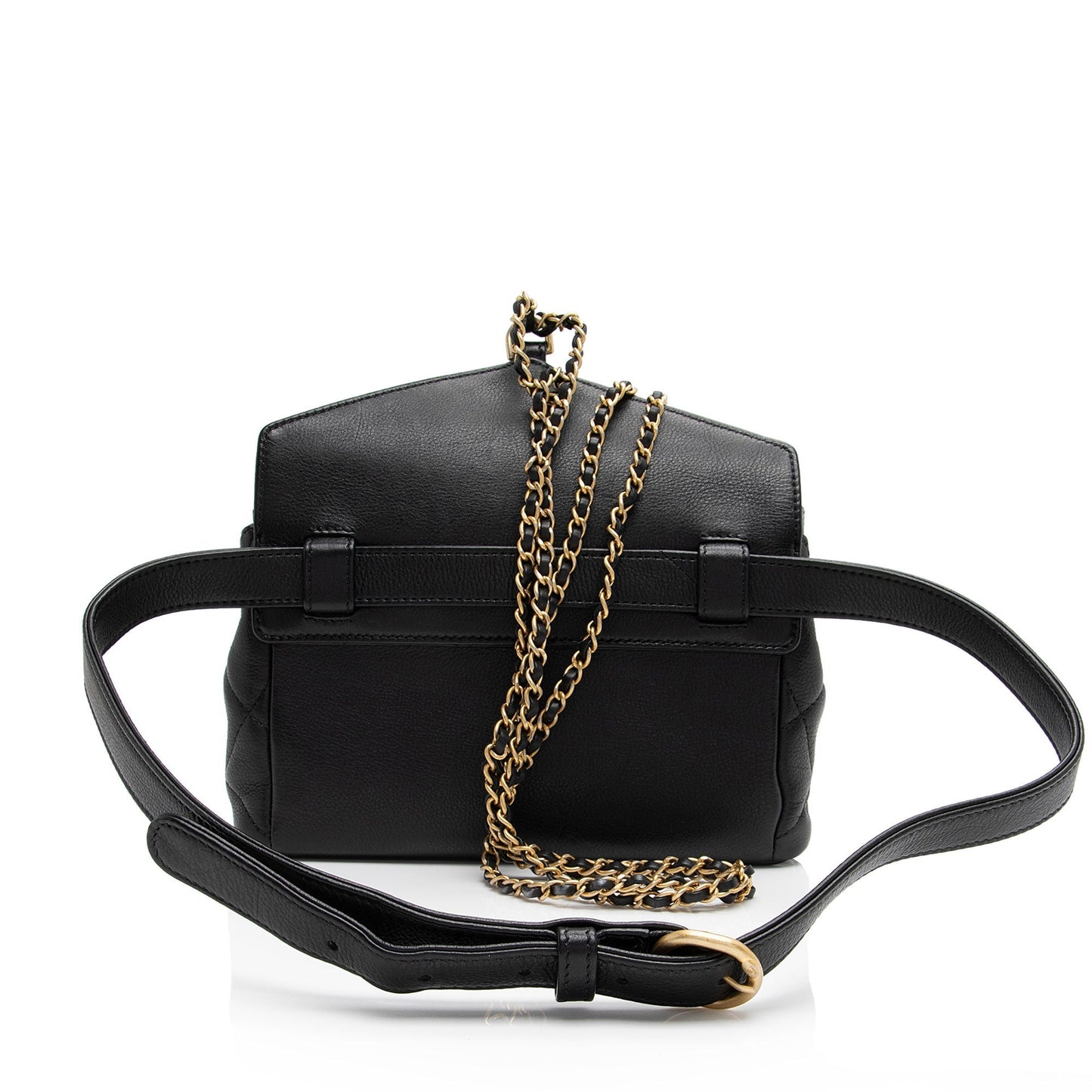ChanelÂ Calfskin Quilted Carry With Chic Flap Waist Bag (SHF-zM1SNQ)