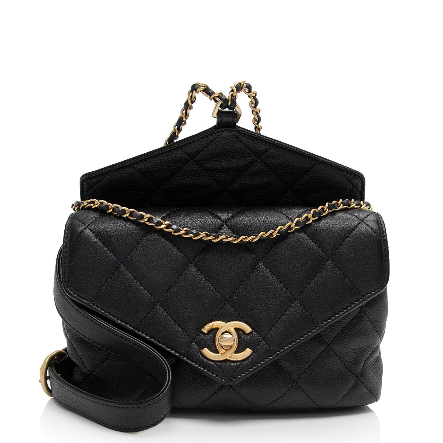 ChanelÂ Calfskin Quilted Carry With Chic Flap Waist Bag (SHF-zM1SNQ)