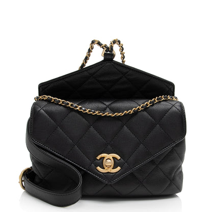 ChanelÂ Calfskin Quilted Carry With Chic Flap Waist Bag (SHF-zM1SNQ)
