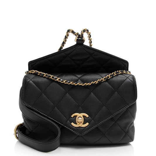 ChanelÂ Calfskin Quilted Carry With Chic Flap Waist Bag (SHF-zM1SNQ)