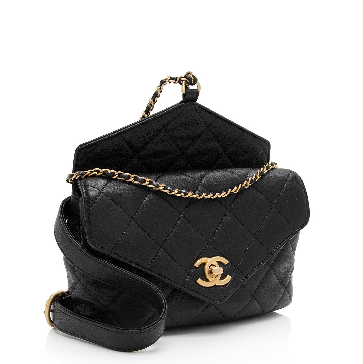 ChanelÂ Calfskin Quilted Carry With Chic Flap Waist Bag (SHF-zM1SNQ)