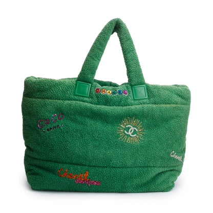 Chanel x Pharrell Williams Green Terry Cloth Coco Cocoon Tote