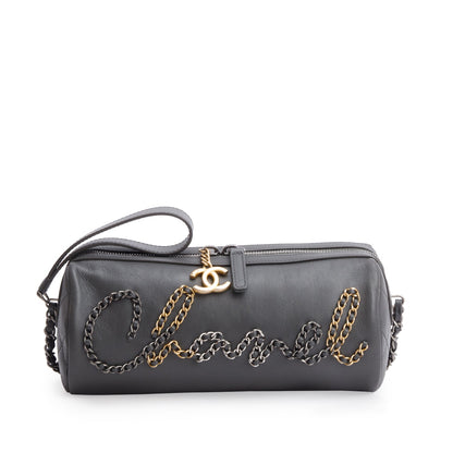 Chanel Grey Calfskin Chain 20s Signature Bowling Bag