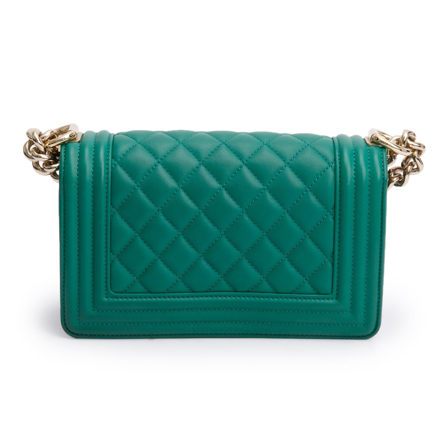Chanel Green Quilted Lambskin Leather Small Boy Bag