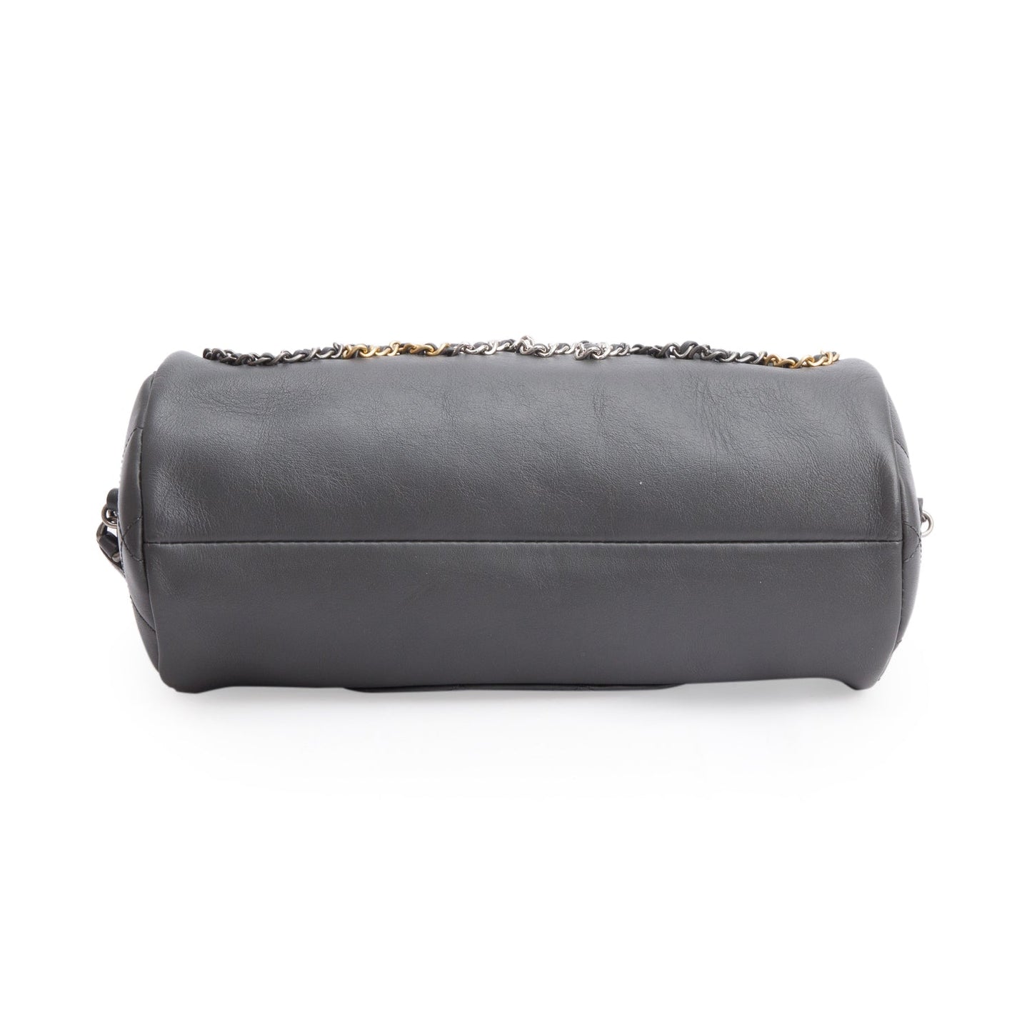 Chanel Grey Calfskin Chain 20s Signature Bowling Bag