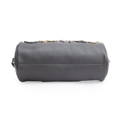 Chanel Grey Calfskin Chain 20s Signature Bowling Bag