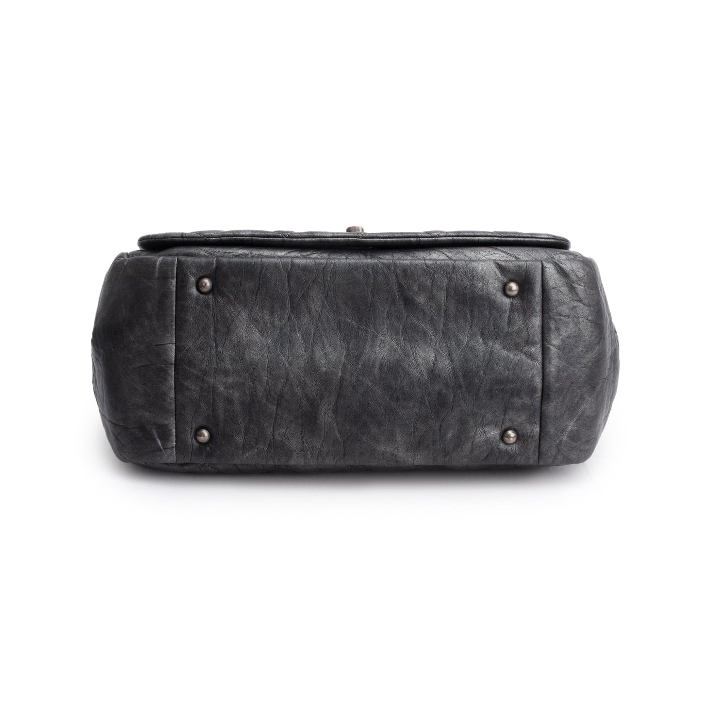 Chanel Metallic Silver Aged Calfskin Leather Large Pondicherry Flap Bag