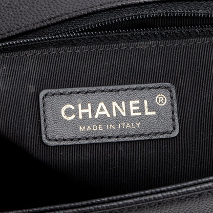 Chanel Black Chevron Quilted Caviar Large Boy Bag