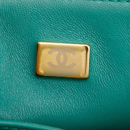 Chanel Green Quilted Lambskin Leather Small Boy Bag