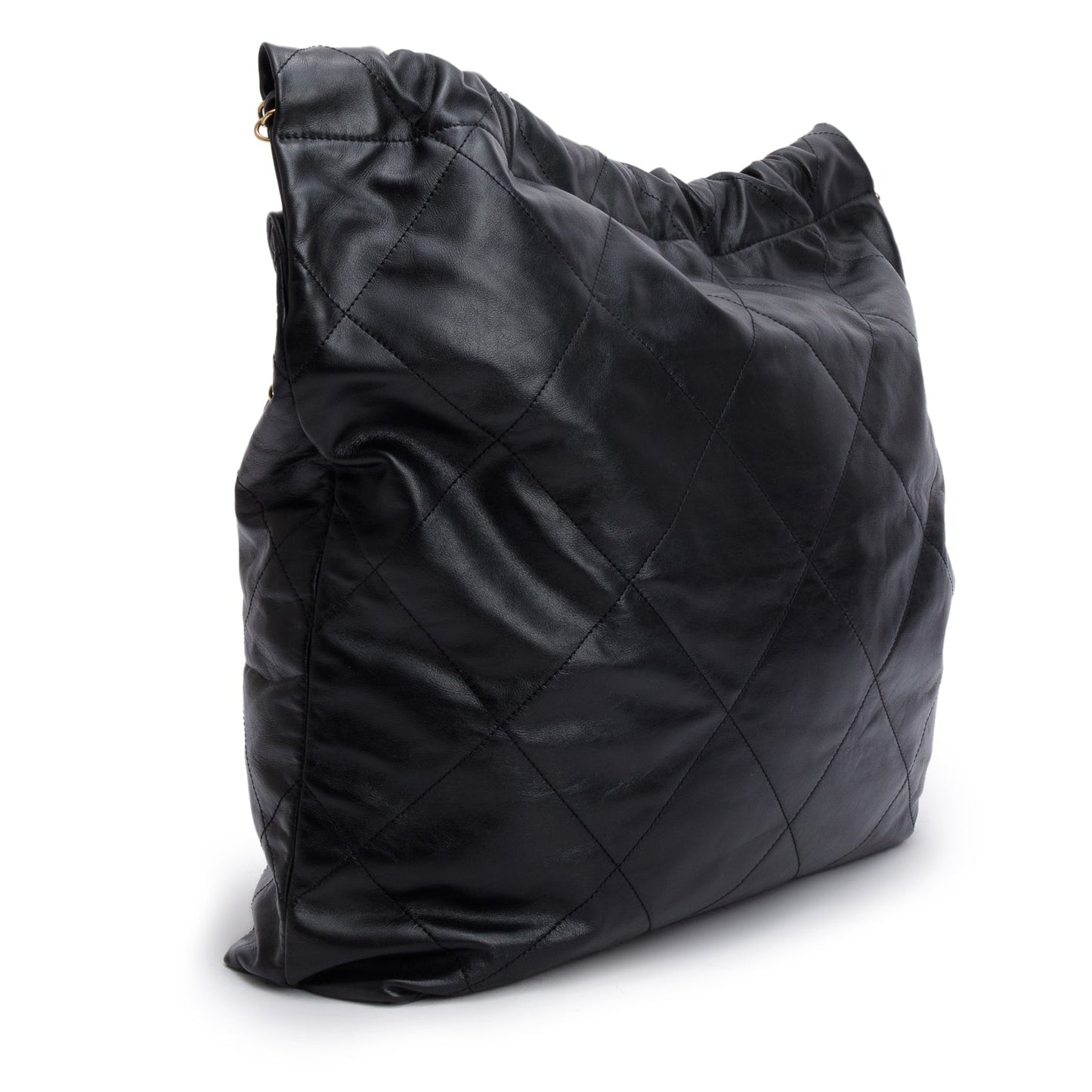 Chanel Black Shiny Calfskin Leather Chanel 22 Hobo