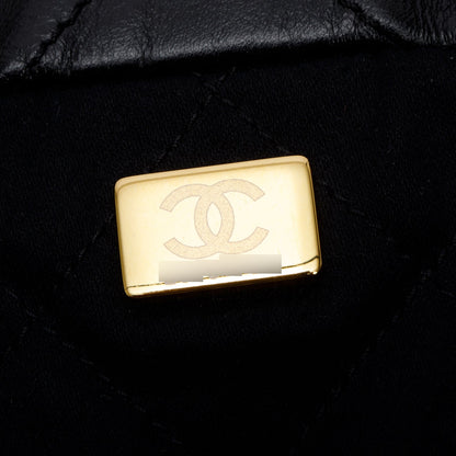 Chanel Black Shiny Calfskin Leather Chanel 22 Hobo