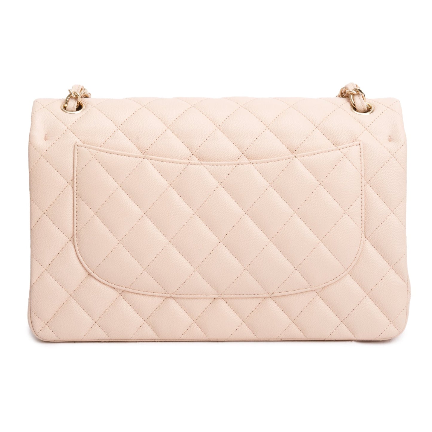 Chanel Pink Quilted Caviar Leather Classic Jumbo Double Flap Bag