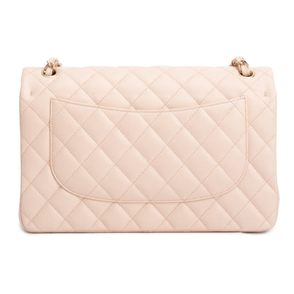 Chanel Pink Quilted Caviar Leather Classic Jumbo Double Flap Bag