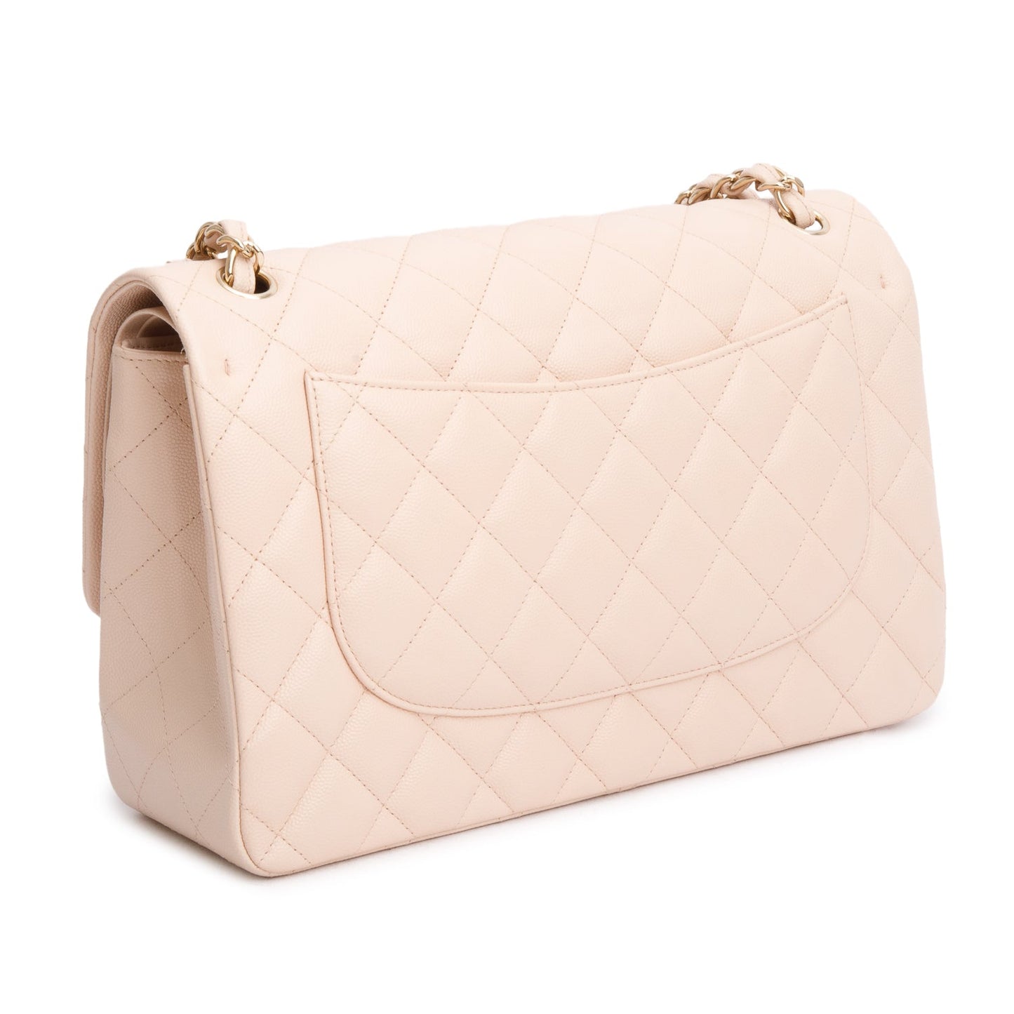 Chanel Pink Quilted Caviar Leather Classic Jumbo Double Flap Bag