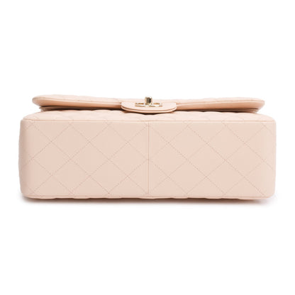 Chanel Pink Quilted Caviar Leather Classic Jumbo Double Flap Bag