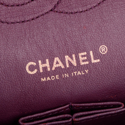 Chanel Purple Quilted Calfskin Leather Classic Medium Double Flap Bag