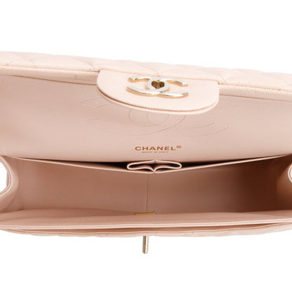 Chanel Pink Quilted Caviar Leather Classic Jumbo Double Flap Bag
