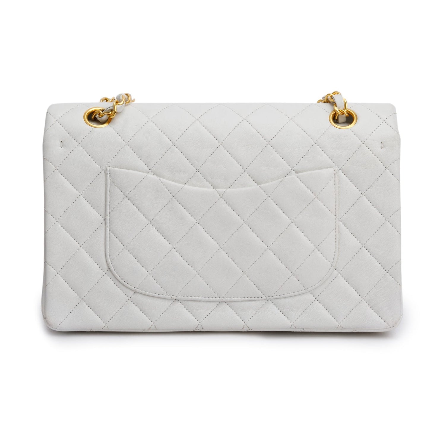 Chanel White Quilted Lambskin Leather Classic Medium Double Flap Bag