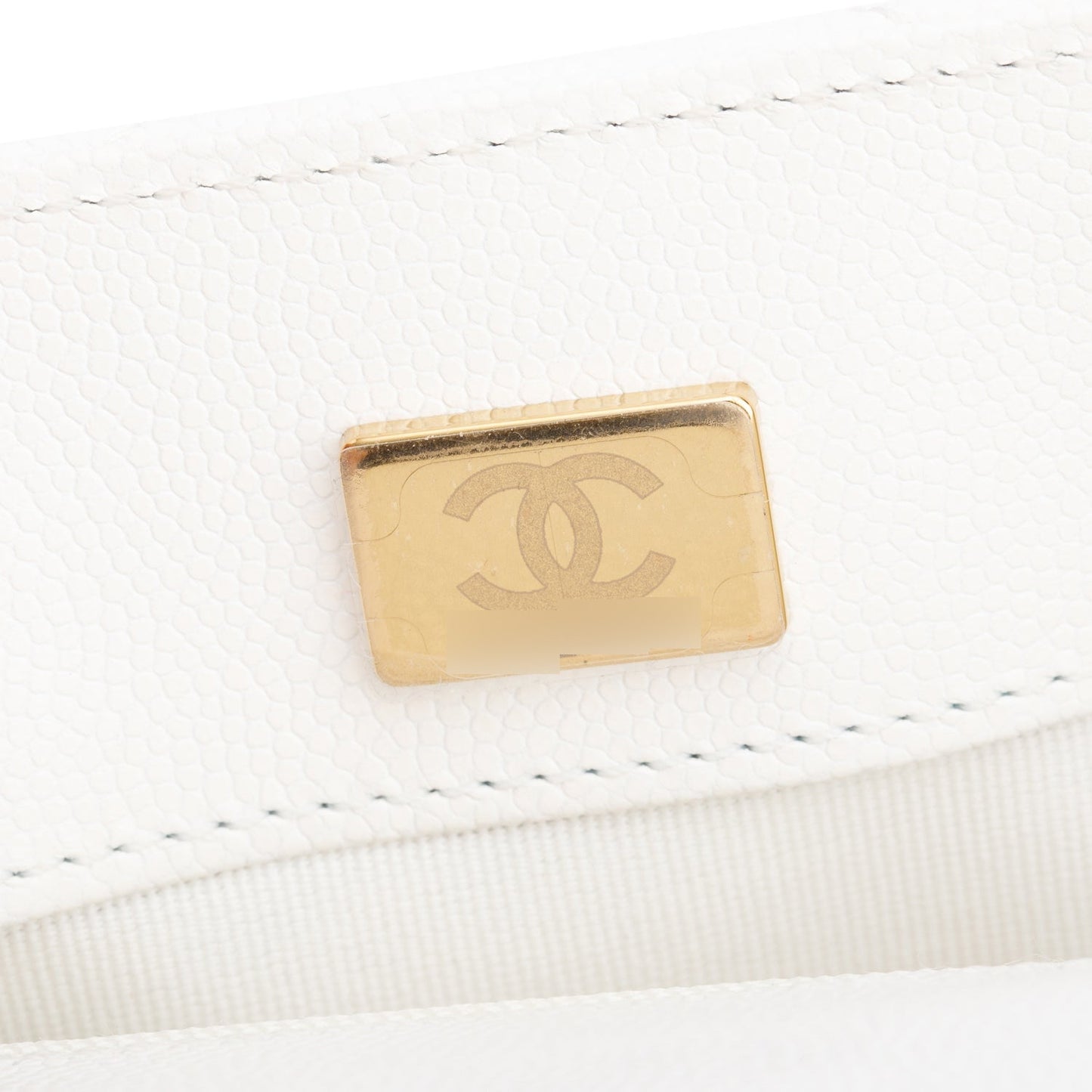 Chanel White Quilted Caviar Leather Small CC Side Note Flap Bag