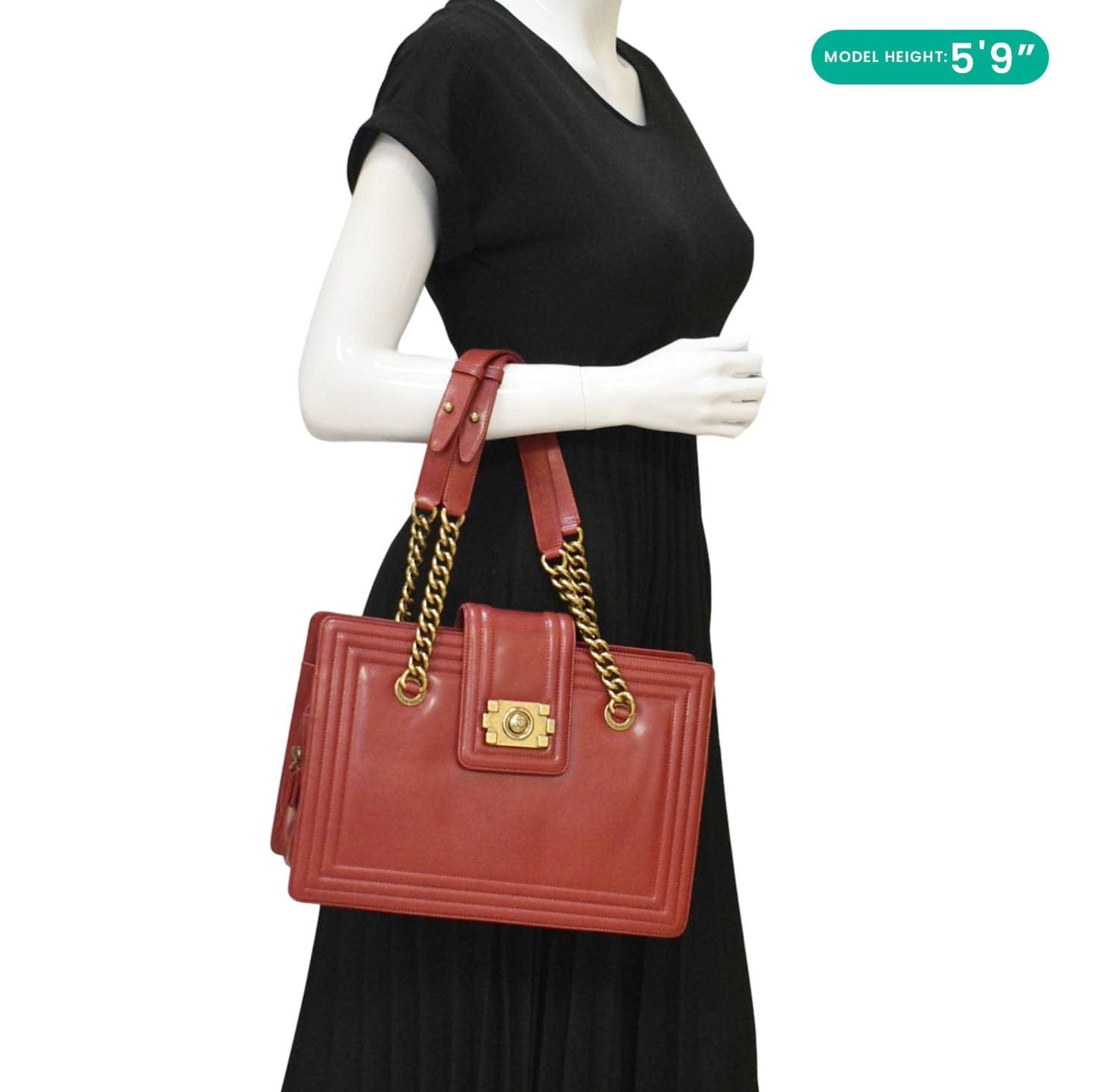 Chanel Jetsetter Boy Leather Tote Bag Red