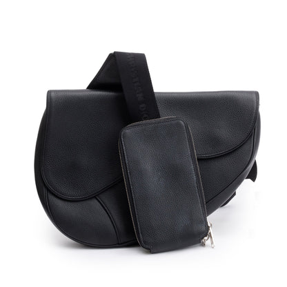 Christian 2020 Dior Black Leather Saddle Bag