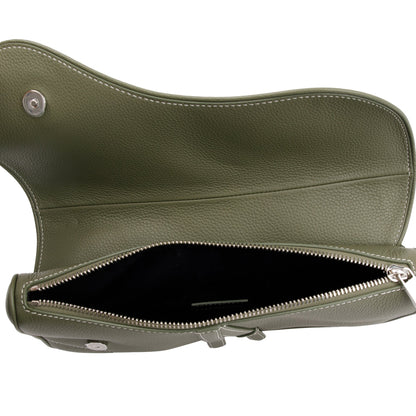 Christian 2020 Dior Green Leather Saddle Bag