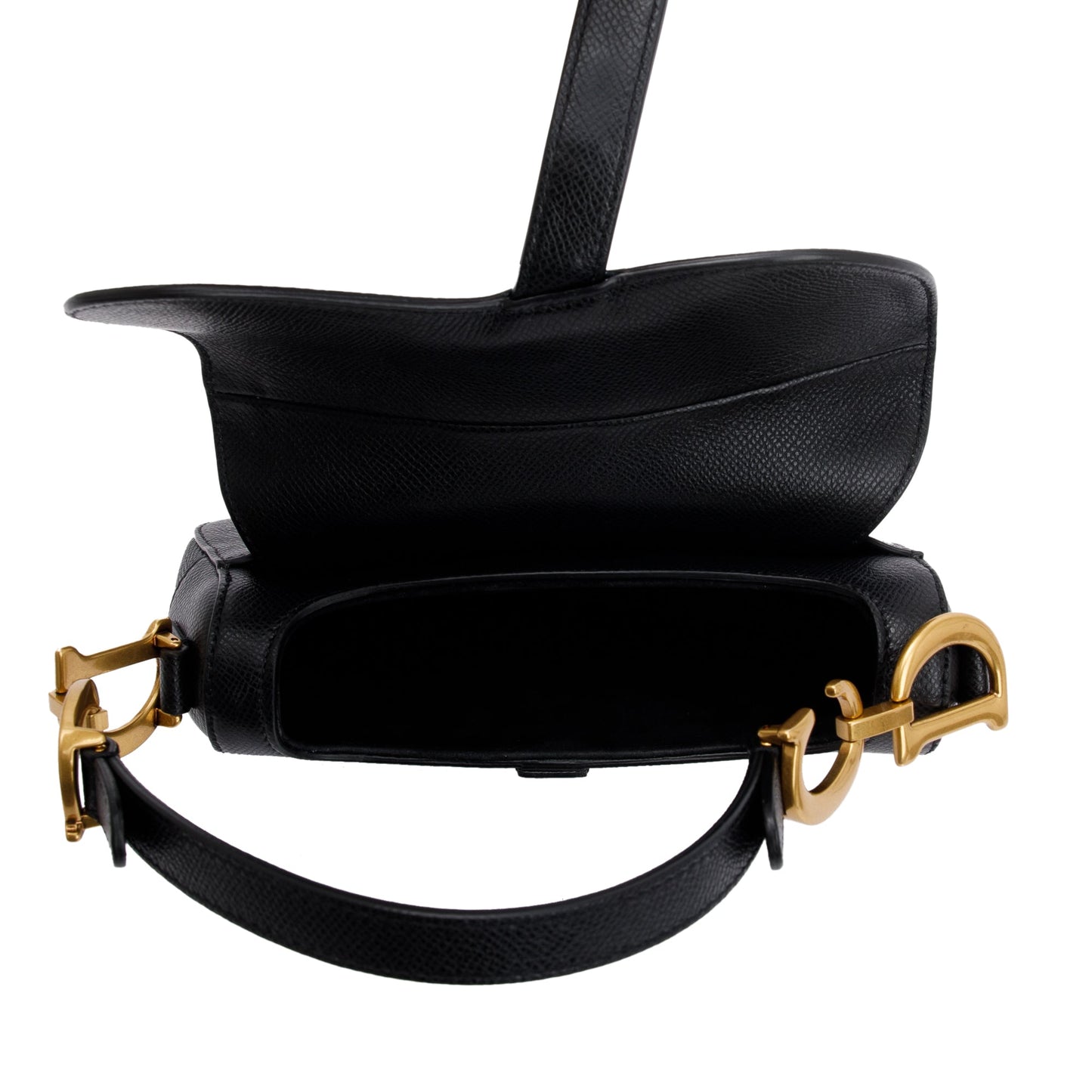 Christian Dior 2020 Black Calfskin Leather Mini Saddle Bag