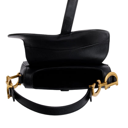 Christian Dior 2020 Black Calfskin Leather Mini Saddle Bag