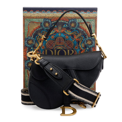 Christian Dior 2020 Black Calfskin Leather Mini Saddle Bag