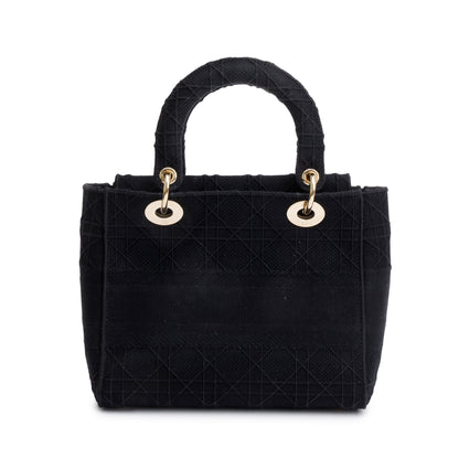 Christian Dior 2020 Black Toile De Jouy Embroidery Medium Lady D-Lite Bag