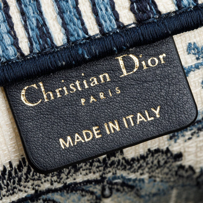 Christian Dior 2020 Blue Multicolor Toile De Jouy Palm Tree Embroidery Large Book Tote