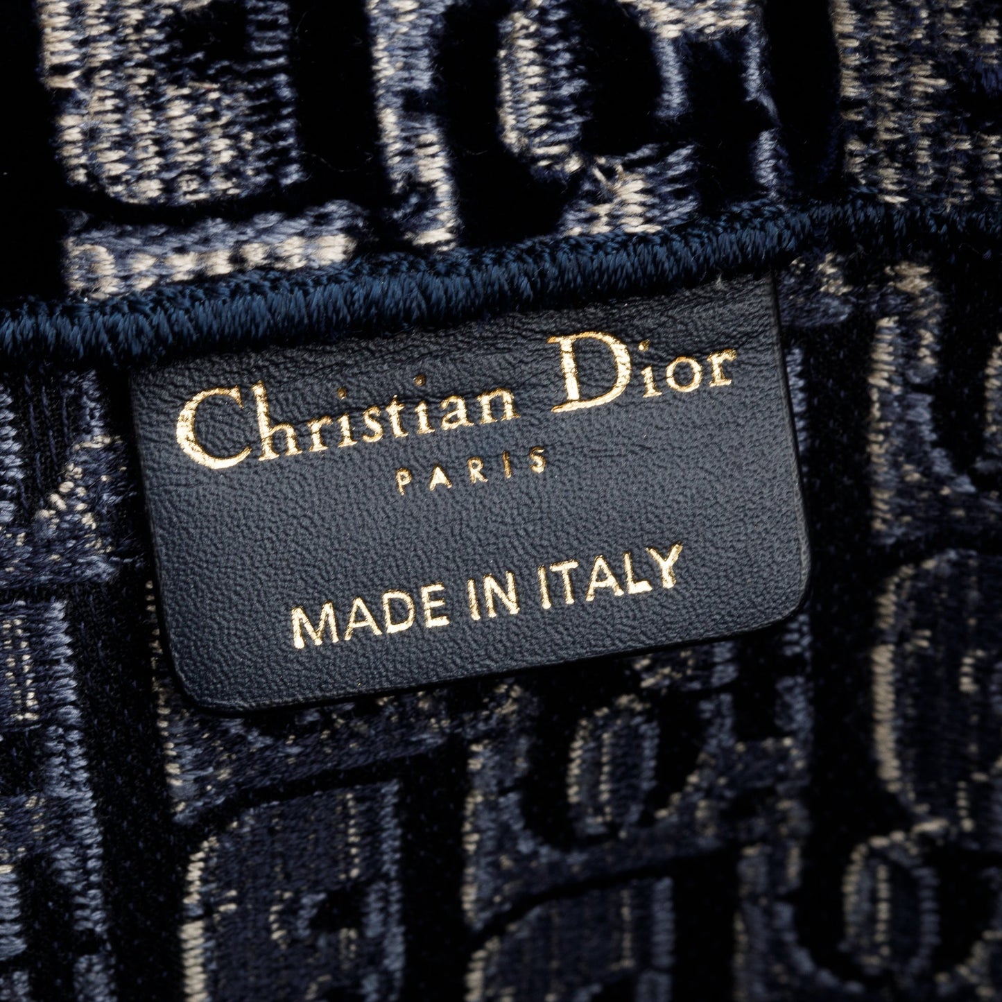 Christian Dior 2020 Ecru and Blue Dior Oblique Embroidery Large Book Tote