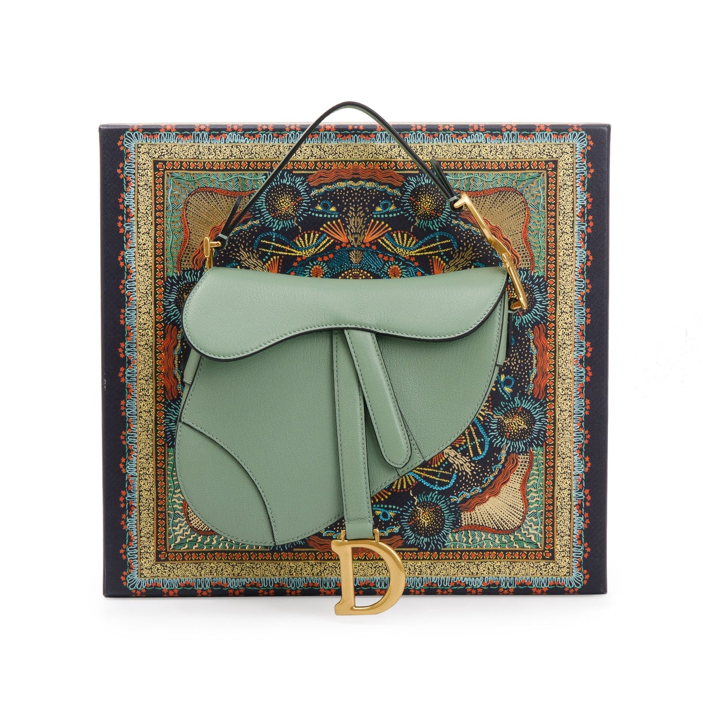 Christian Dior 2020 Green Calfskin Leather Mini Saddle Bag