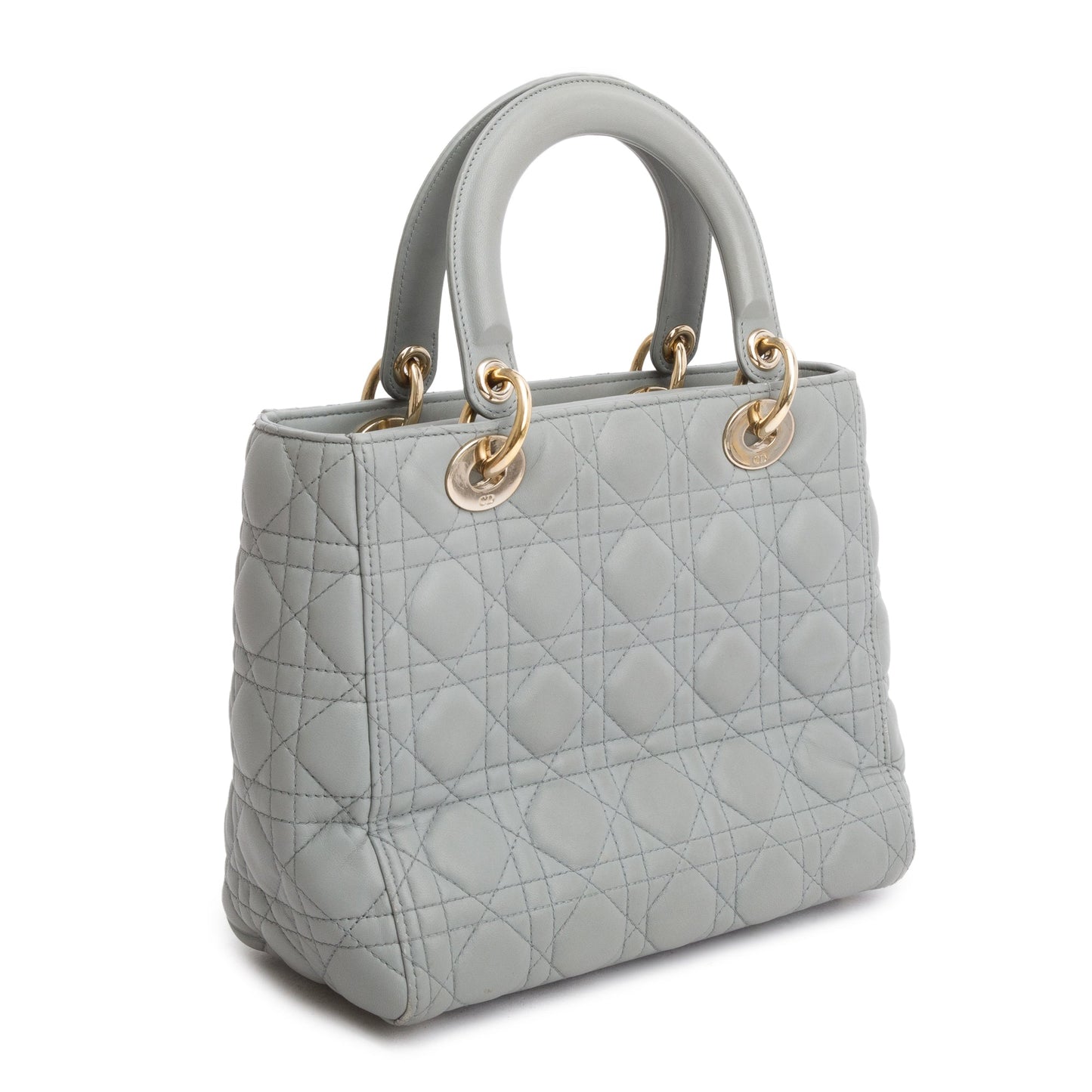 Christian Dior 2020 Grey Cannage Lambskin Leather Medium Lady Dior Bag