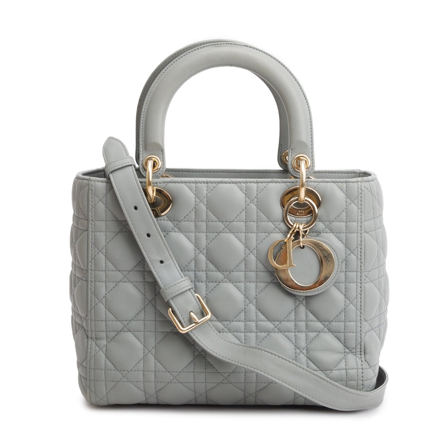 Christian Dior 2020 Grey Cannage Lambskin Leather Medium Lady Dior Bag