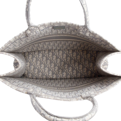 Christian Dior 2020 Grey & Neutral Dior Oblique Embroidery Large Book Tote
