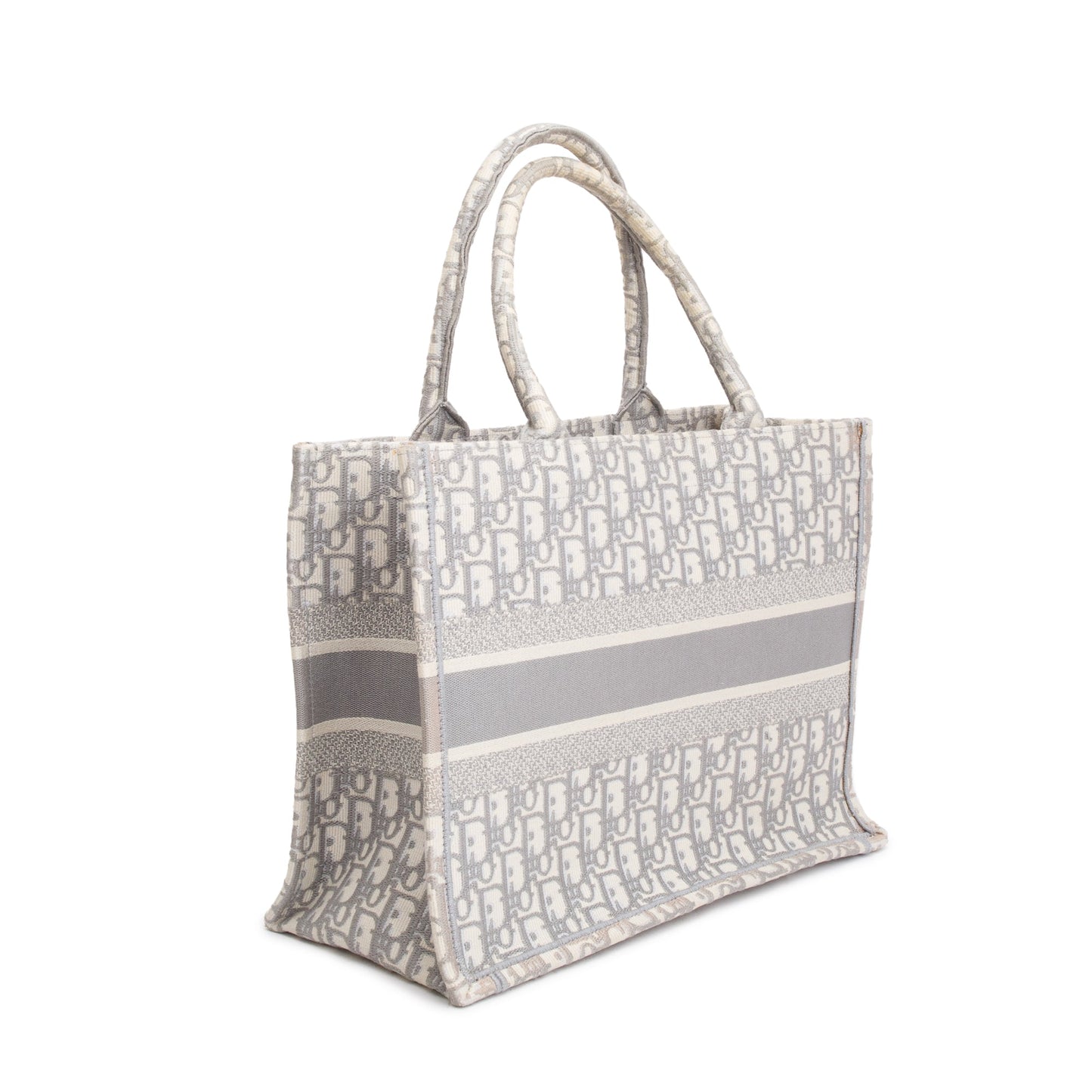 Christian Dior 2020 Grey Oblique Embossed Leather Medium Book Tote