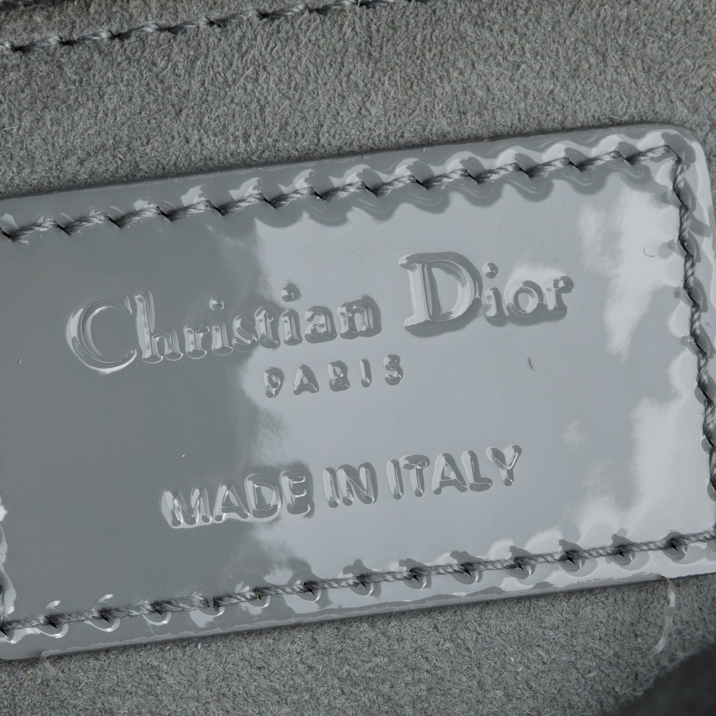 Christian Dior 2020 Grey Patent Cannage Leather Small Lady Dior Bag