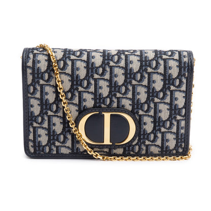 Christian Dior 2020 Navy Oblique 30 Montaigne 2-In-1 Pouch Bag