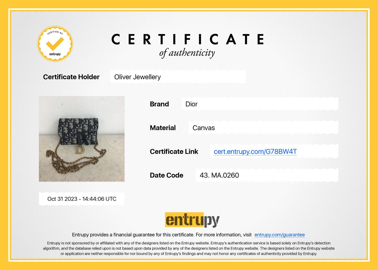 Christian Dior 2020 Oblique Jacquard Nano Saddle Chain Pouch