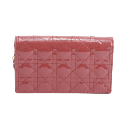 Christian Dior 2020 Pink Cannage Patent Leather Lady Dior Chain Pouch
