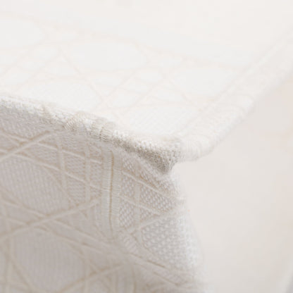 Christian Dior 2020 White Cannage Embroidery Medium Book Tote