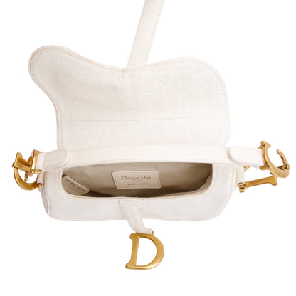 Christian Dior 2020 White Oblique Mini Saddle Bag