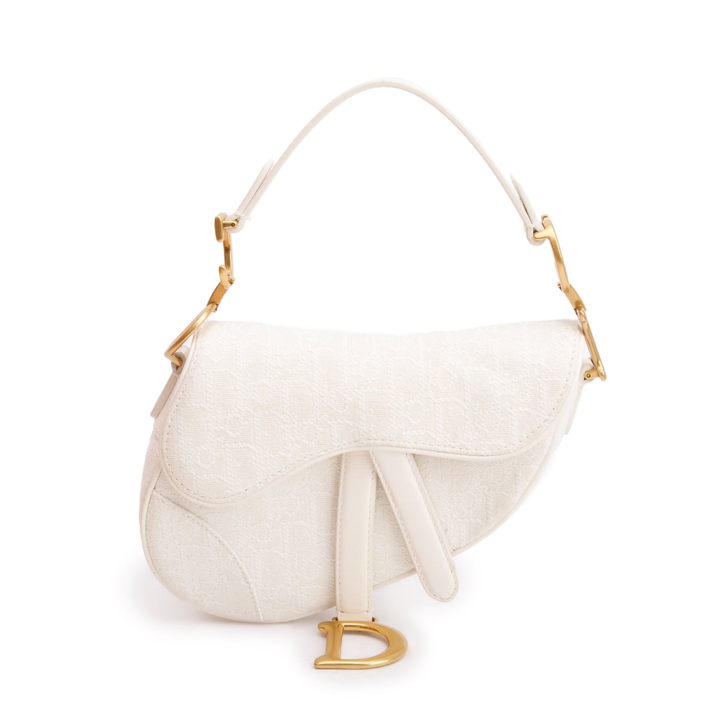 Christian Dior 2020 White Oblique Mini Saddle Bag