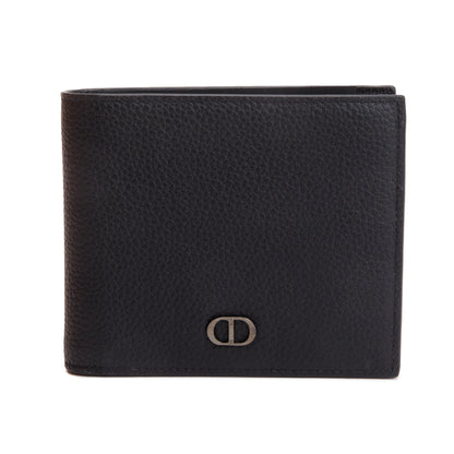 Christian Dior 2021 Black Grained Leather CD Icon Bifold Wallet