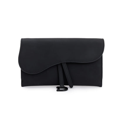 Christian Dior 2021 Black Leather Long Saddle Wallet With Chain