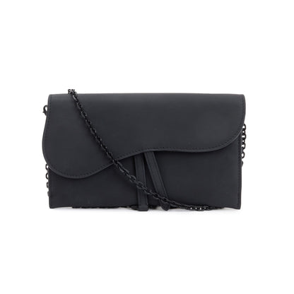 Christian Dior 2021 Black Leather Long Saddle Wallet With Chain