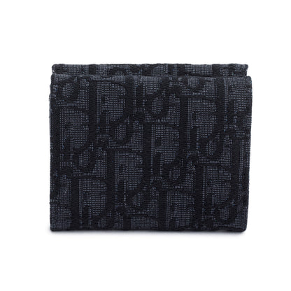 Christian Dior 2021 Black Oblique Trifold Compact Wallet